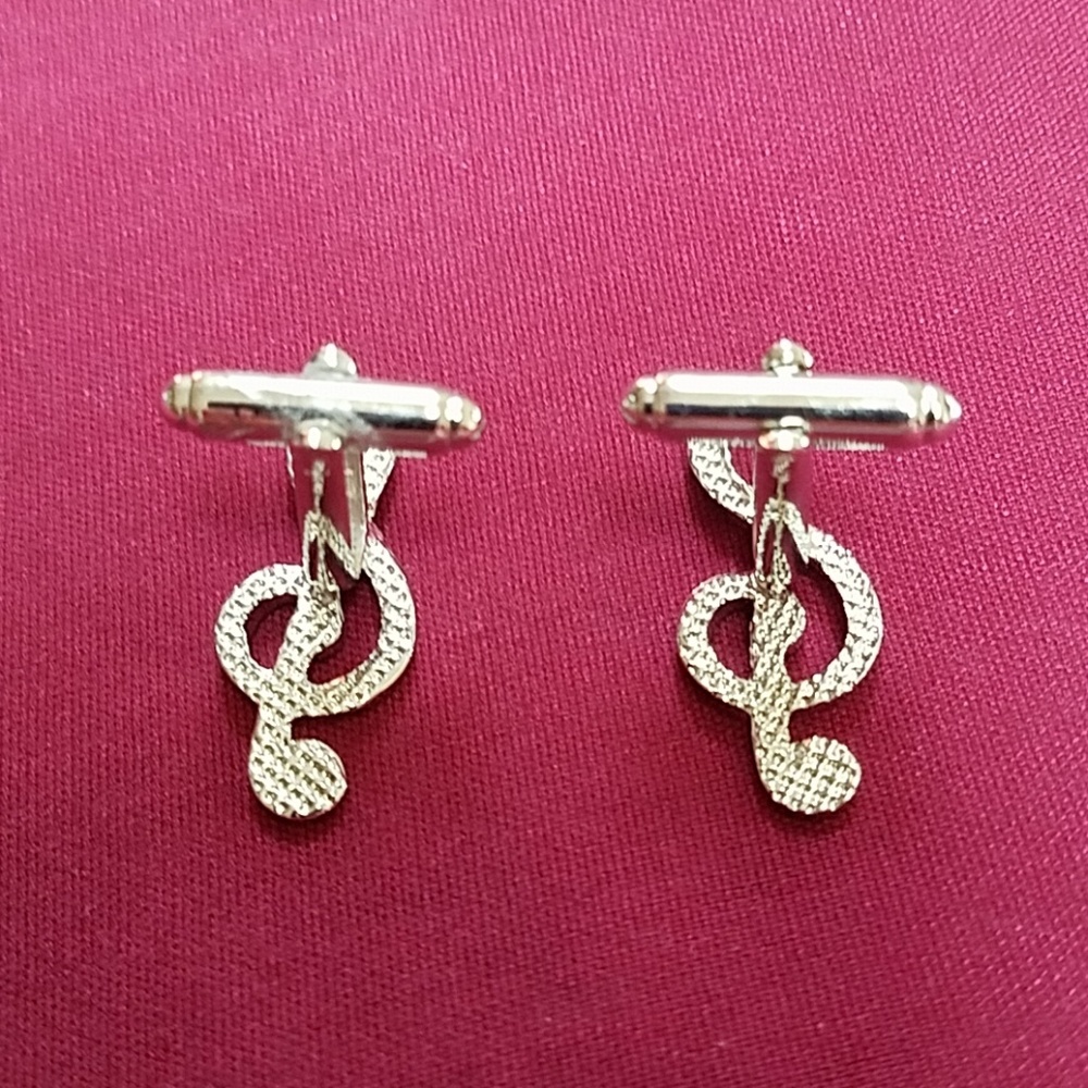 🦋4 for $20, or as marked. 💥LAST ONE💥 NWT Silver Tone Musical Cuff Links - Picture 4 of 5